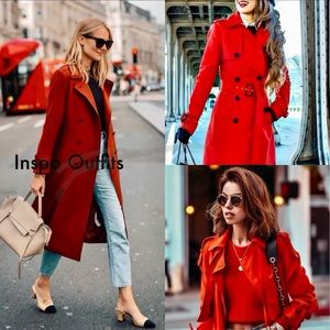 Womens HUGO BOSS red trench, size 8